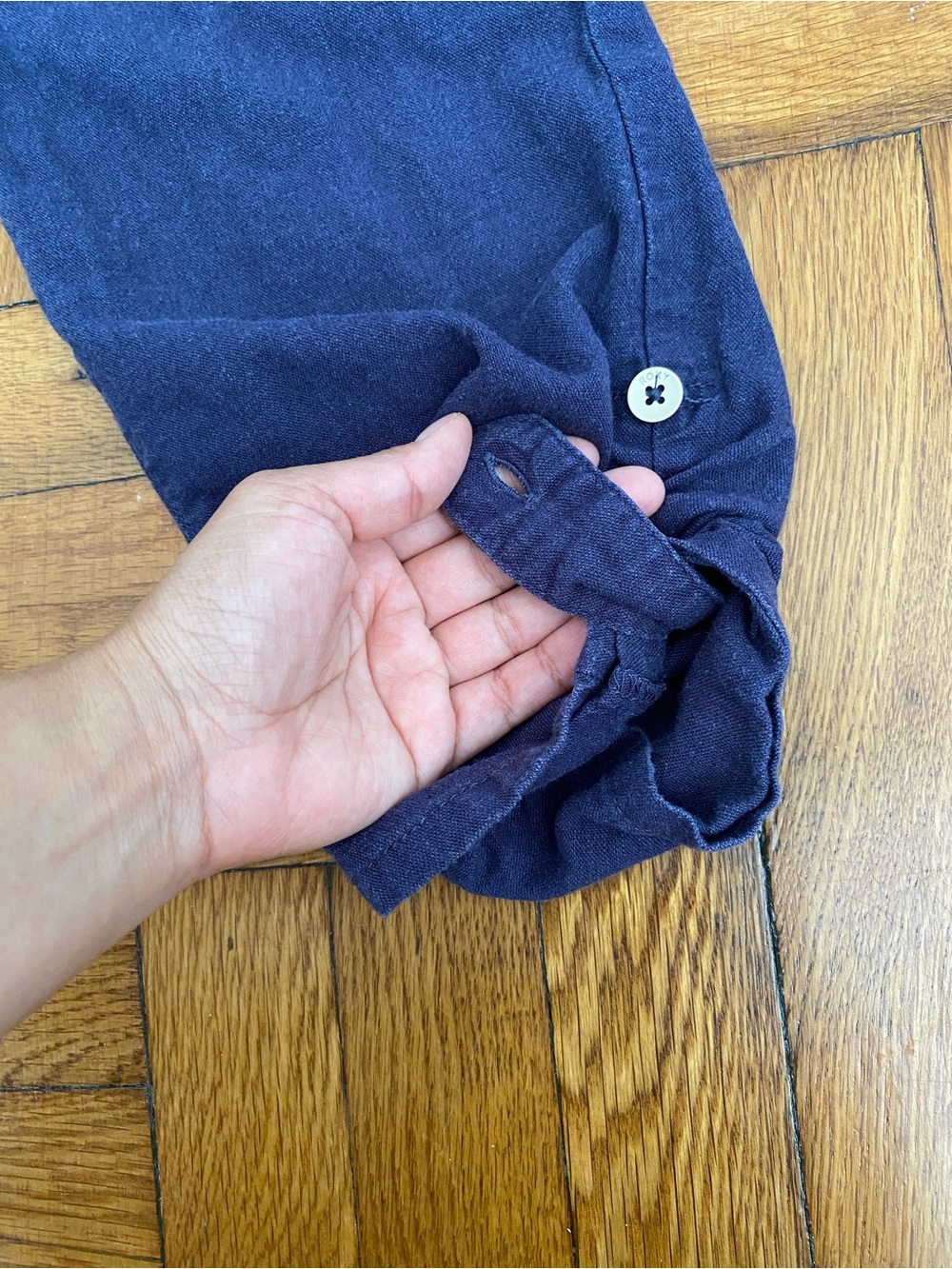 Roxy Navy Linen Blend Roll Tab Jogger Pants Women’s Large L 12 Coastal Casual - Picture 5 of 7